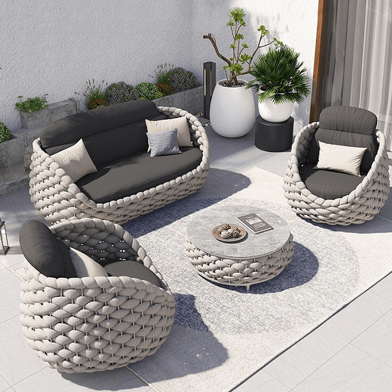 Digos - Modern Woven Textilene Rope Outdoor Sofa Set
